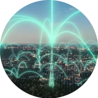 muchas sedes en una ciudad conectadas y transmitiendo datos